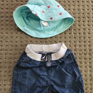 (2 Pc for $8) Shorts, & Hat, Size18 Mo, Disney Hat + Nautica (BUNDLE S# 4)